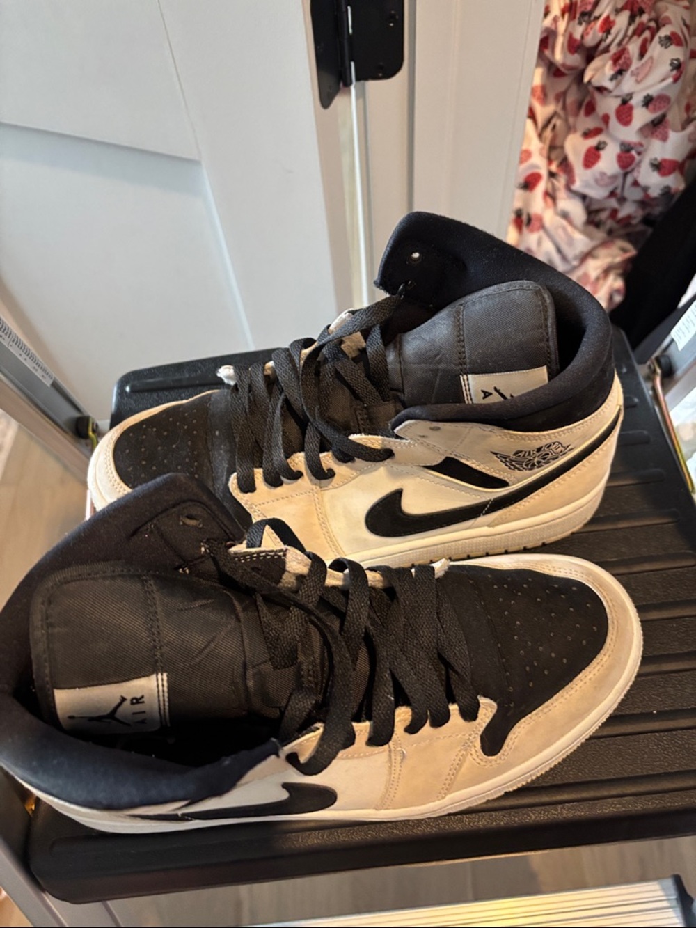 Nike Air Jordan 1 Mid Black and Cream/White Sneakers